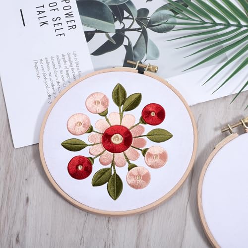 Cross Stitch Hoops Ring, 2 Pack 6 Inch Wooden Embroidery Hoops, Beech Wood Embroidery Hoops Set with Copper-Plated Screw, Cross Stitch Supplies for Art Craft Sewing, DIY Decoration