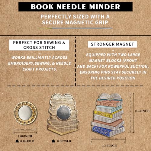 Needle Minder Magnet, Magnetic Needle Minder, Needle Minders Magnetic Cross Stitch Accessories, Magnetic Needle Holder, Life Tree, Butterfly, Cats, Owl, Heart (Book) - size: book