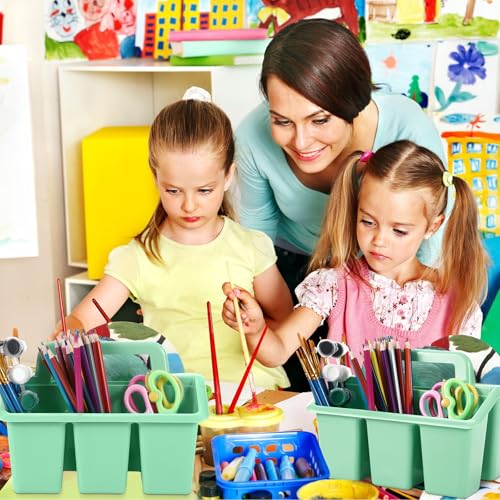 WILLBOND 12 Pcs Classroom Storage Caddies Stackable Utility Caddy, Green - color: Green
