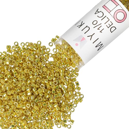 Miyuki Delica Seed Beads - color: DB0424 - Galvanized Dark Yellow Dyed