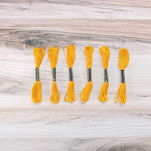 Embroidery Floss Pack – 6 Skeins, 8.7 Yards Each – Yellow Embroidery Floss for Needlework, DIY Bracelets, Crafting, Weaving - color: Yellow