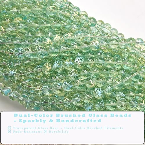 10mm Hand-Drawn Glass Beads Bulk 160pcs Yellow SkyBlue Round - color: Yellow&Sky 10mm