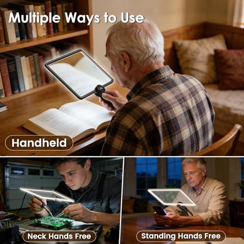 5X Page Rechargeble Hands Free Neck Magnifying Glass with Light for Reading