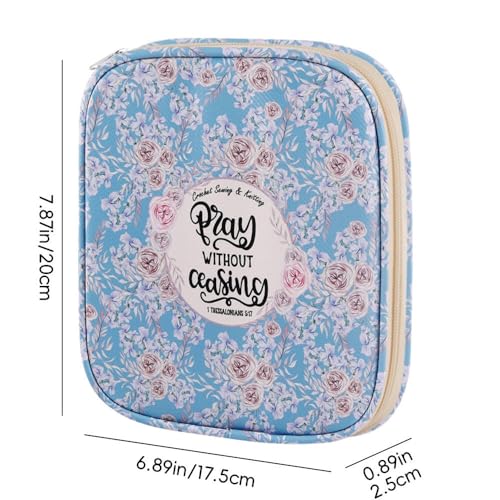 Crochet Hook Case,Portable Zipper Storage Organizer Bag for Crochet Hooks, Knitting Needles, Project & Sewing Supplies, Lightweight,Easy to Hold (No Accessories Included).Sky Blue Rose - color: sky blue rose