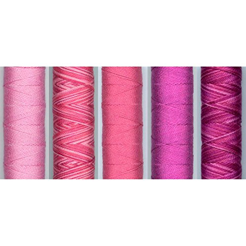 Sue Spargo Eleganza #5 Perle, Five 40yd Spools of Polished Cotton Thread for Embroidery Bundle (i - Sweetheart)