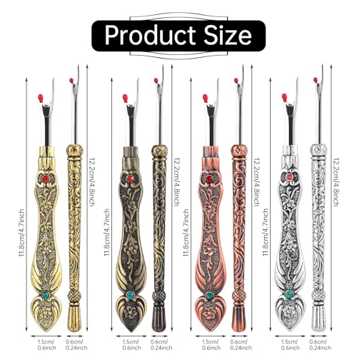 2Pcs Metal Seam Ripper Set, European Vintage Carved Handle Stitch Ripper, Sharp Seam Ripper Tool for Sewing with Storage Cases, Durable and Handy Crafting Removing Threads Tools - color: A