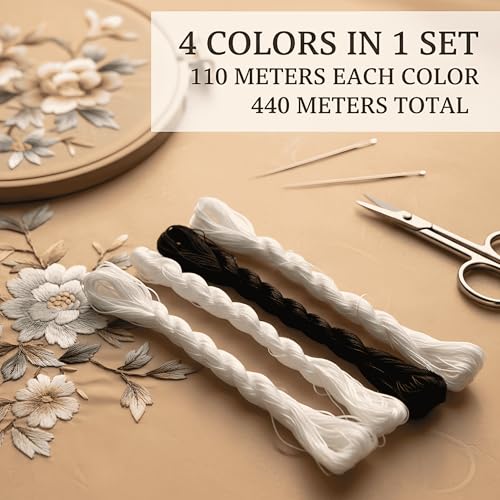 Natural 100% Silk Thread, Handmade Embroidery Thread Silk Floss 4 Colors 110m Each (88) - color: 88