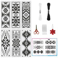 INFUNLY 6pcs Aztec Print Cross Stitch Bookmark Kit for Beginners DIY Vintage Geometry Embroidery Bookmark Kits Black White Needlepoint Kit with Instruction Easy Cross Stitch Set for Book Lovers Reader - style: Aztec Patterns