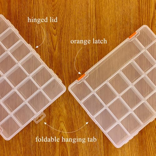 2 Pack Fixed 21 Grids Large Clear Plastic Storage Box, Transparent Organizer Container Case for Small Parts, Bead, Button, Jewelry, Diamond, Craft Supplies,Sewing Kit, DIY Accessories - size: L