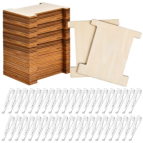 200 Pcs Ribbon Storage Organizer Set, Flat Wood Ribbon Spools with Folding Clips Embroidery Floss Bobbins Holder Empty Wooden Thread Storage for Cross Stitch Cotton Sewing Storage
