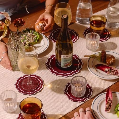 Linen Coasters for Drinks, Set of 6, 6 inch, Red - color: 1272 - Red, size: 6 inches