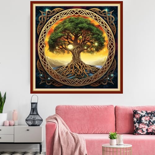 Redxing Stamped Cross Stitch Kits Embroidery kit for Beginners Adults Full Range of Embroidery Patterns Starter Kits DIY Printed Cross Stitch Kits Needlepoint Kits 11CT-Magic Tree 18x18 inchs - color: Artskits10
