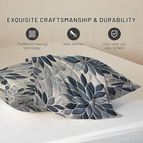 Satin Pillowcase for Hair and Skin Abstract Modern Blue-Gray Floral Super Soft and Cooling Similar to Silk Pillow Case 1 Pack with Hidden Zipper Silky Soft Zippered Satin Pillowcase20 x30 - color: Abstract Modern Blue-gray Floral
