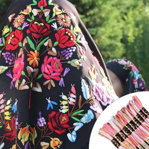 10 Skeins 87.5 Yards 6 Strands Pink Friendship Bracelet String Hand Variegated Embroidery Floss Gradient Cross Stitch Thread Yarn Bracelets Threads Bulk for Sewing Crochet Crafts Stitching - color: Pink