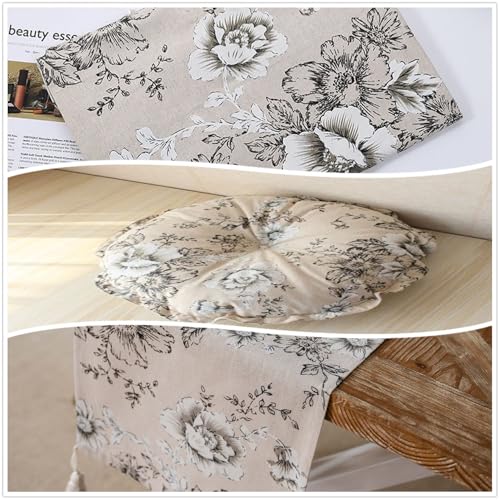 Linen Floral Fabric by The Yard 3 Yard by 62 Inch Width - color: Farmhouse Peony, size: 3 Yard