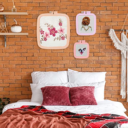 Framendino, 4 Pack Size Square Embroidery Hoops Plastic Cross Stitch Reusable Frames Rings for DIY Sewing Needlework Project