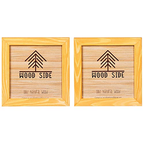 Rustic Wooden Square Picture Frames 8x8 - Set of 2-100% Natural Solid Eco Wood with Real Glass for Wall Mounting and Tabletop Photo Frame - Yellow - color: Yellow