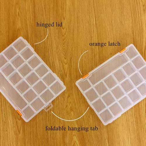 4 Pack Fixed 21 Grids Clear Plastic Storage Box, Transparent Organizer Container Case for Small Parts, Bead, Button, Jewelry, Diamond, Craft Supplies,Sewing Kit, DIY Accessories - size: M