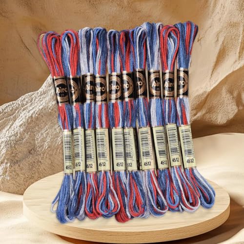 10 Skeins 87.5 Yards 6 Ply Variegated Royal Blue Cross Stitch Floss Segment Embroidery Thread Gradient Friendship Bracelet String Yarn Bulk for Sewing Making Jewelry Needlecraft Knitting - color: Royal Blue