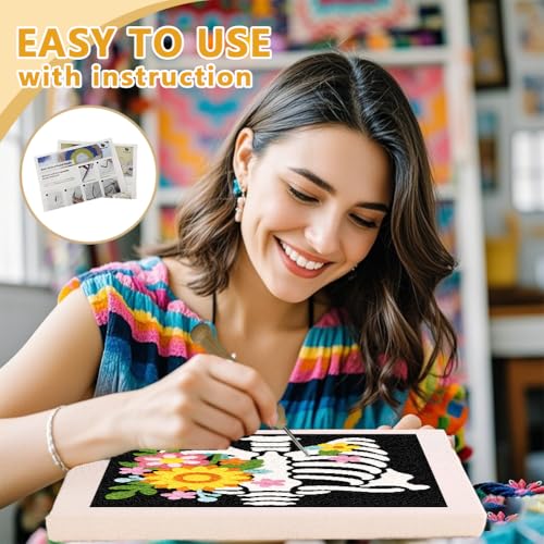 DOODLREAM Skeleton Ribcage Punch Needle Kit for Beginner 9.4" x 9.4" - color: Skeleton Ribcage