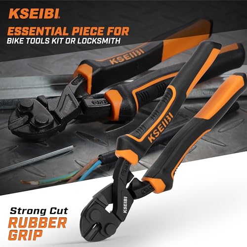 KSEIBI 8-Inch Mini Bolt Cutters Heavy Duty - Compact Bolt Cutter with Anti-Slip Handle for Wire, Cables, Chains, Small Screws - Handy Tool Featuring High Leverage Design and CrMo Blades - 161615 - size: 8 Inch High Leverage Bolt Cutter