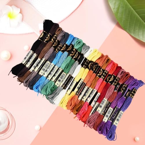 24 Skeins 210 Yards Colorful Embroidery Floss Variegated Gradient Cross Stitch Thread Needlepoint Friendship Bracelets Yarn String Threads Bulk for Hand Sewing Bracelet Making Craft Knitting - color: Mixed Color
