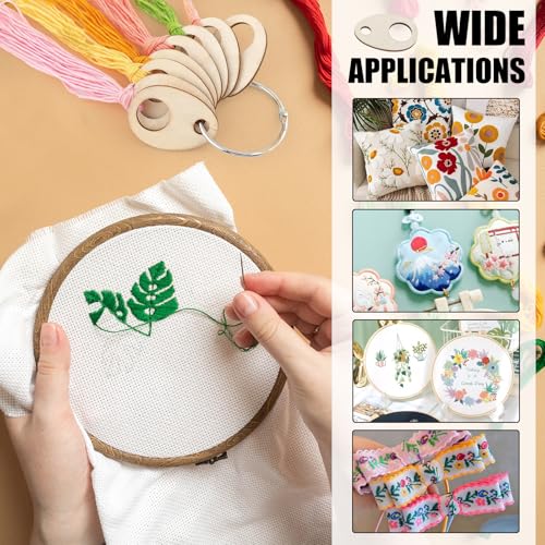 101pcs Wooden Thread Drops,1.97x1.38 Inch Teardrop Embroidery Floss Organizer with Floss Ring Cross Stitch Bobbins for DIY Sewing Storage,Craft Supplies(Style A) - color: Ellipse
