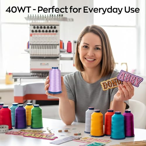 Poolin Embroidery Machine Thread Richword Selected 40 Colors 40WT (108D/2) Polyester Thread Kit Each Cone 4000M (4374Y) - color: 40 COLORS