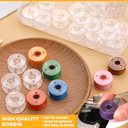 LOKUNN 25 Pcs Bobbins for Sewing Machine Plastic Bobbins for Sewing - size: 25 Pcs