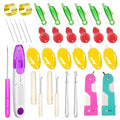 Lechchy 33 Pcs Sewing Tool Kit - with Automatic Needle Threader/Fish Mouth Easy Threader/Gourd and Thumb Shaped Simple Threader/Seam Rippers/Thread Snips/Drawstring Threaders/Awl/Thimbles/Needles - color: Style 1