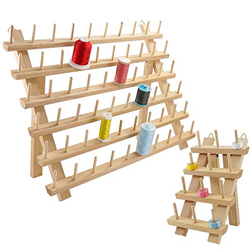 New brothread 60 Spools + 12 Spools Wooden Thread Rack - color: Wood Color - 60+12 Spools