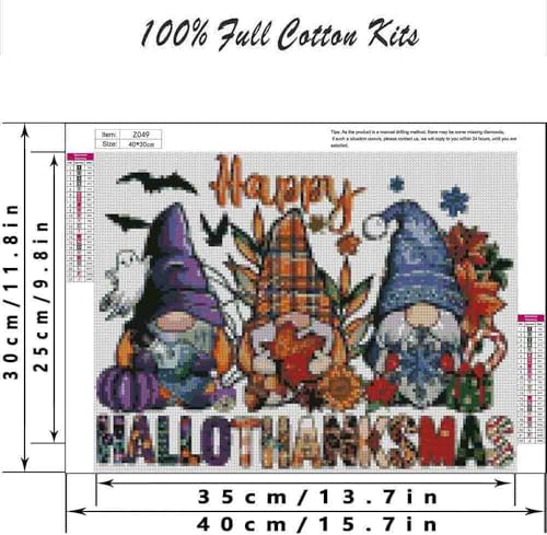 DYAIANGMU Gnome Stamped Cross Stitch Kit for Adults 15.7x11.8 inches - color: Y087