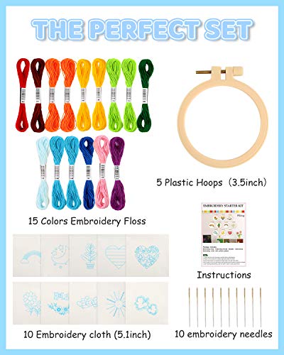 Pllieay 10 PCS Cross Stitch Kits for Beginners, Embroidery Beginner Kits
