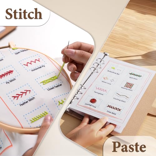 Ogioxam Embroidery Stitch Book Kit for Beginners, Hand Embroidery Kits for Adults, Embroidery Book Kit for Beginners - color: 6 pages