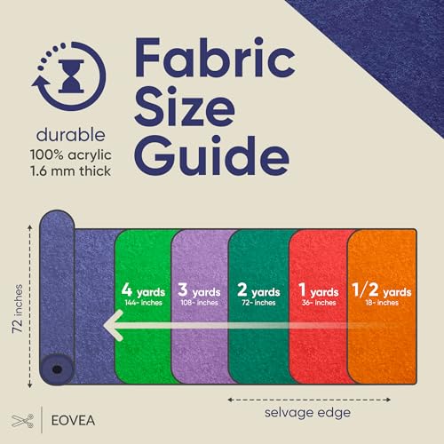 EOVEA - Acrylic Felt Fabric by The Yard - Soft and Durable 72" Wide & 1.6mm Thick Felt Sheets for DIY Crafts, Sewing, Upholstery, Cushion, Padding, Costumes(Navy Blue, 1 Yard) - color: Navy Blue, size: 1 Yard