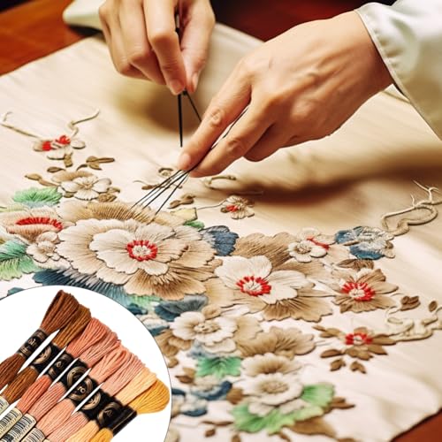 70 Yards 8 Skeins Gradient 6 Strands Neutral Earth Tones Variegated Embroidery Floss Cross Stitch Polyester String Thread Friendship Bracelet Threads Bulk for Hand Sewing Making Craft Supply - color: Neutral Earth Tones, size: 70 Yards