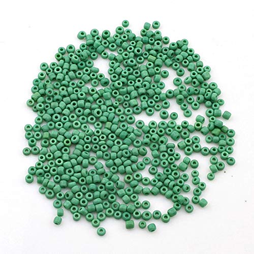 Perlin Glass Seed Beads 3mm 8/0 Round Mini Small Pony Beads 3300pcs for Making Earrings Bracelets Pendants Waist Jewelry DIY Handmade Opaque Color Kit (Green, 2,6 mm ~ 3 mm) - color: Green