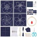 FREEBLOSS 4 Set Sashiko Coasters DIY Kit with Instructions Cherry Blossom