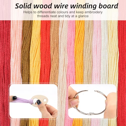 101pcs Wooden Thread Drops,1.97x1.38 Inch Teardrop Embroidery Floss Organizer with Floss Ring Cross Stitch Bobbins for DIY Sewing Storage,Craft Supplies(Style A) - color: Ellipse