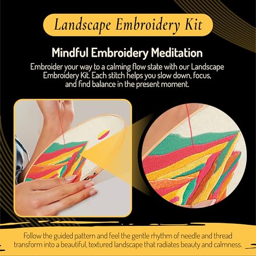Unwynd Embroidery Kit Landscape for Adults and Beginners,Cross Stitch Craft - style: Pack of 1 - Landscape