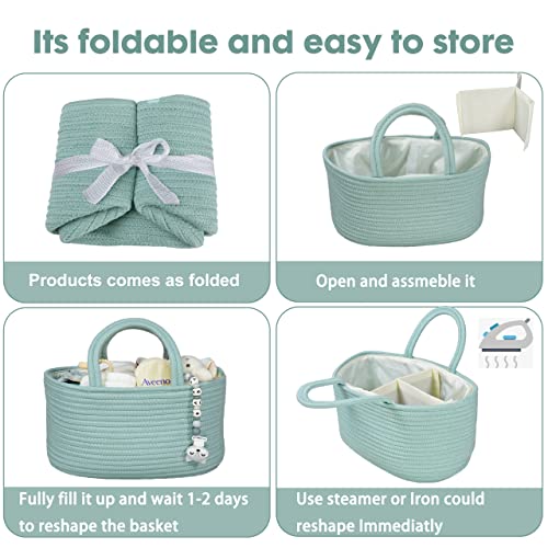 XUANGUO Cotton Rope Baby Diaper Caddy Organizer Basket Light Green - color: light green, size: Regular