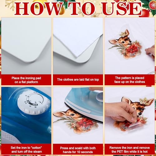 Tinlade 24 Pcs Christmas Iron on Decal Patches Heat DTF Transfers Christmas Design HTV Iron-on Transfers for T-shirt Reindeer Santa Snowman Patches Decals for Clothes Bag Covers DIY Crafts Decorations - style: Christmas
