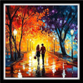Fanxvivy Counted Cross Stitch Kits for Adults 11CT Unprinted Cross-Stitch Patterns Embroidery Kits Easy Cross Stitching Needlepoint Kits&Couples Strolling on Rainy Nights 18x18 inch - color: DIY-craft06