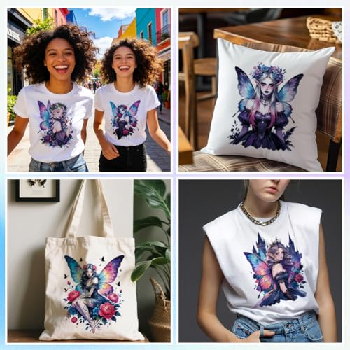 ANATTASOUL Gothic Fairies 16PCS Heat Transfers Ready to Press for T-Shirts - style: Gothic Fairies