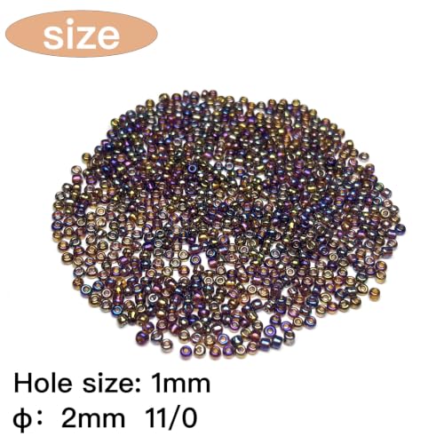 GLRXMX 2100Pcs Glass Beads 2mm Round Seed Beads for Jewelry Making - color: coffee