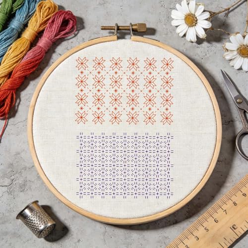 TWINKLEMON 15 Sheets Water Soluble Sashiko Embroidery Pattern Stabilizers - color: White & Black - Style 1