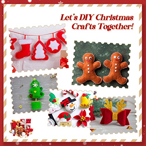 Macarrie 200 Pcs Christmas Felt Fabric Sheets 4x4 Inch 1mm Thick