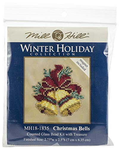 Christmas Bells Beaded Counted Cross Stitch Ornament Kit Mill Hill 2018 Winter Holiday MH181835