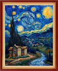 Artvxeay Stamped Cross Stitch Kits Beginners Full Range of Embroidery Starter Kits for Adults Printed Cross Stitching DIY Needlepoint Kit 11CT- (Van Gogh's Starry Night Home 16x20 inch) - color: Color46