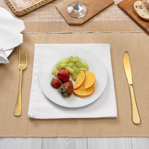 Blue Needles Solid Cloth Napkins 100% Cotton Set of 12-18 x 18 Inches - color: White, size: 18" x 18" (Set of 12)